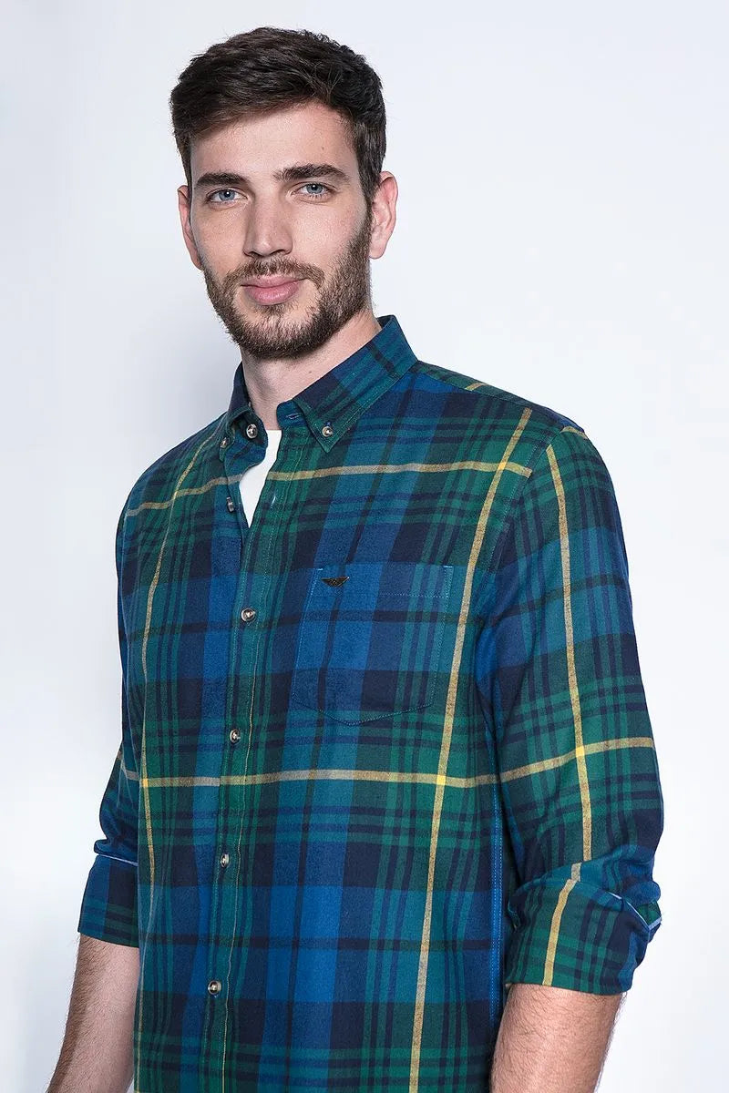 Camisa Hombre Cuadro Texas Fj Green