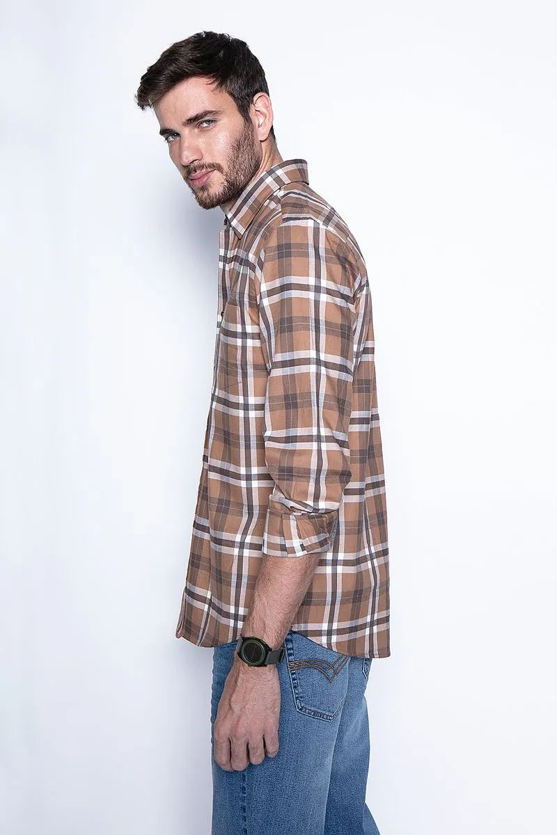 Camisa Hombre Checkered Denver F Camel