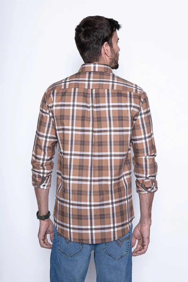 Camisa Hombre Checkered Denver F Camel