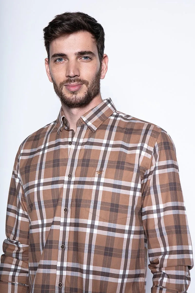 Camisa Hombre Checkered Denver F Camel