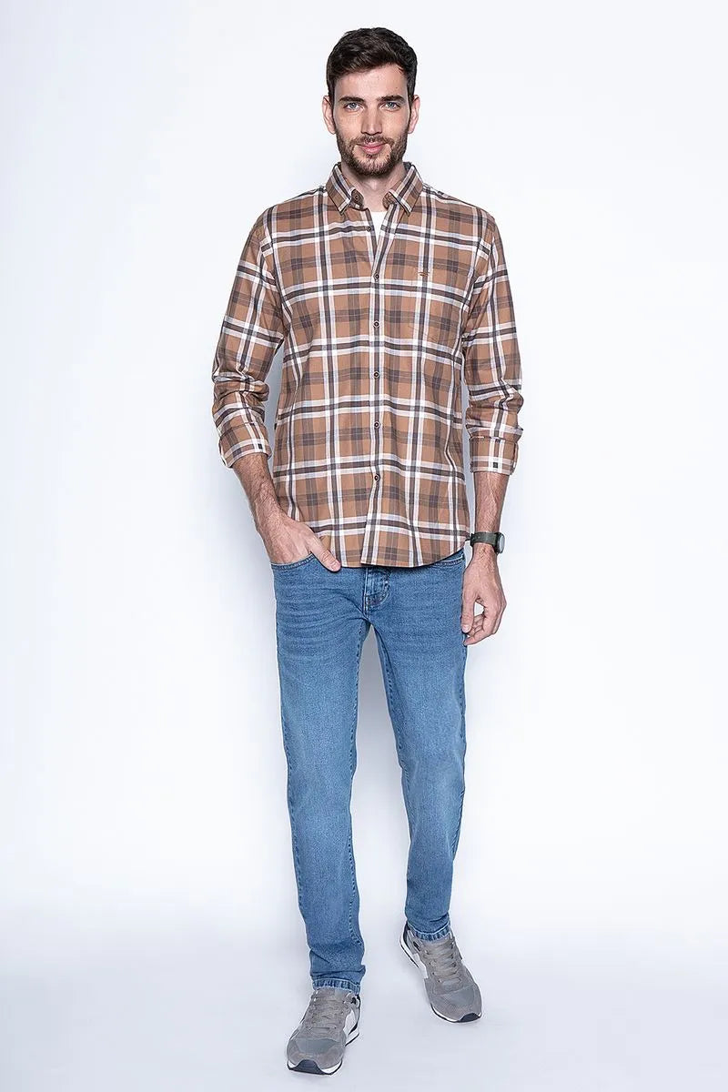 Camisa Hombre Checkered Denver F Camel