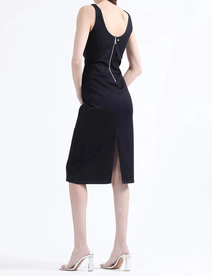 Vestido Mujer Midi Negro