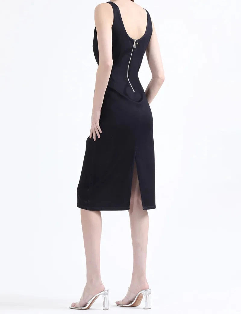 Vestido Mujer Midi Negro