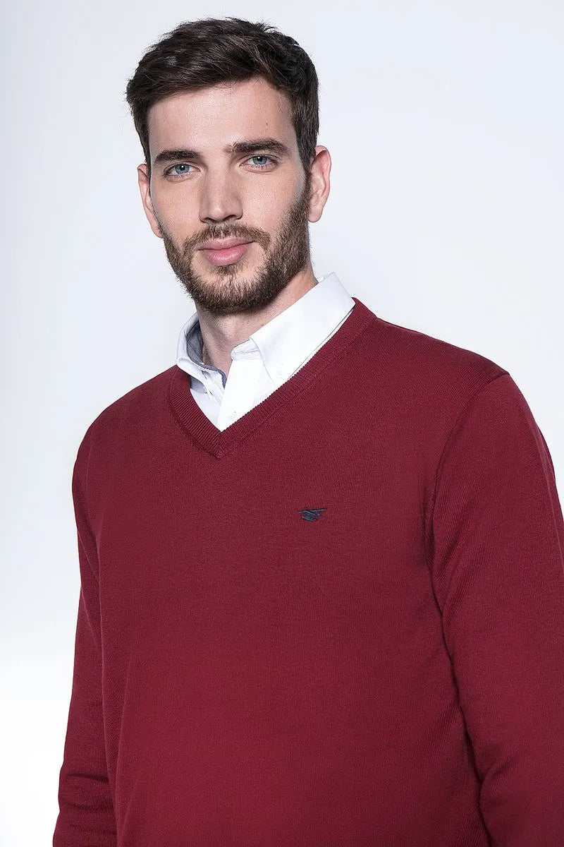 Sweater Hombre Smart Casual L/S Burgundy