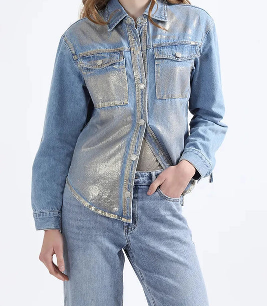 Chaqueta Mujer Sobre camisa Denim Folia Azul