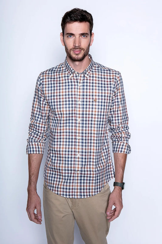 Camisa Hombre Check Virginia F Camel