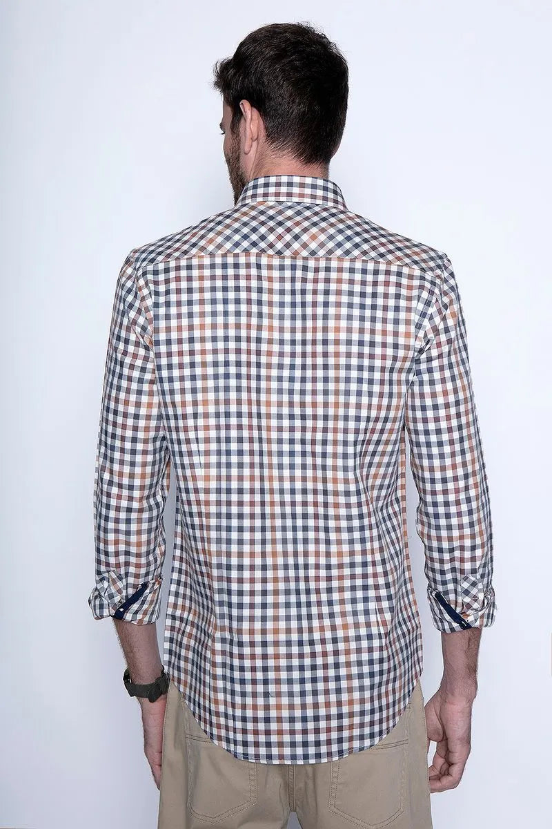 Camisa Hombre Check Virginia F Camel