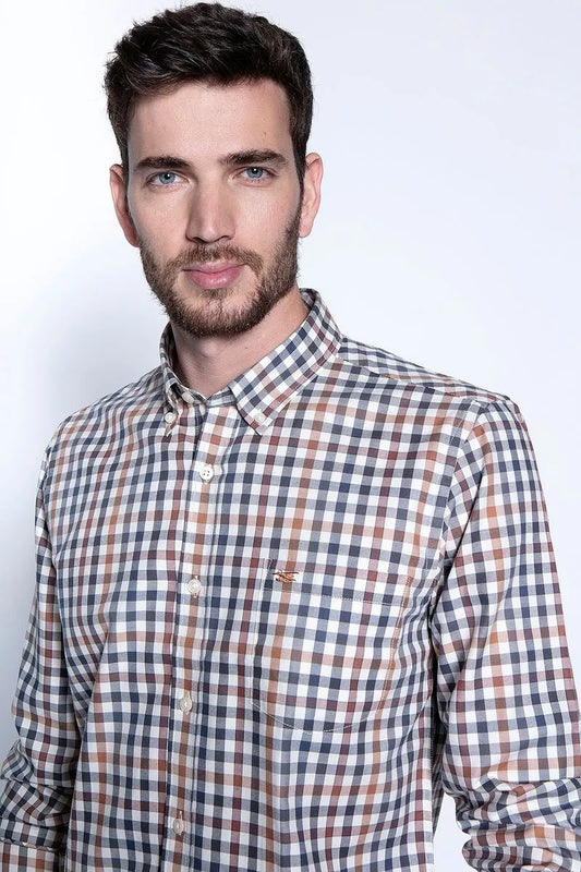 Camisa Hombre Check Virginia F Camel