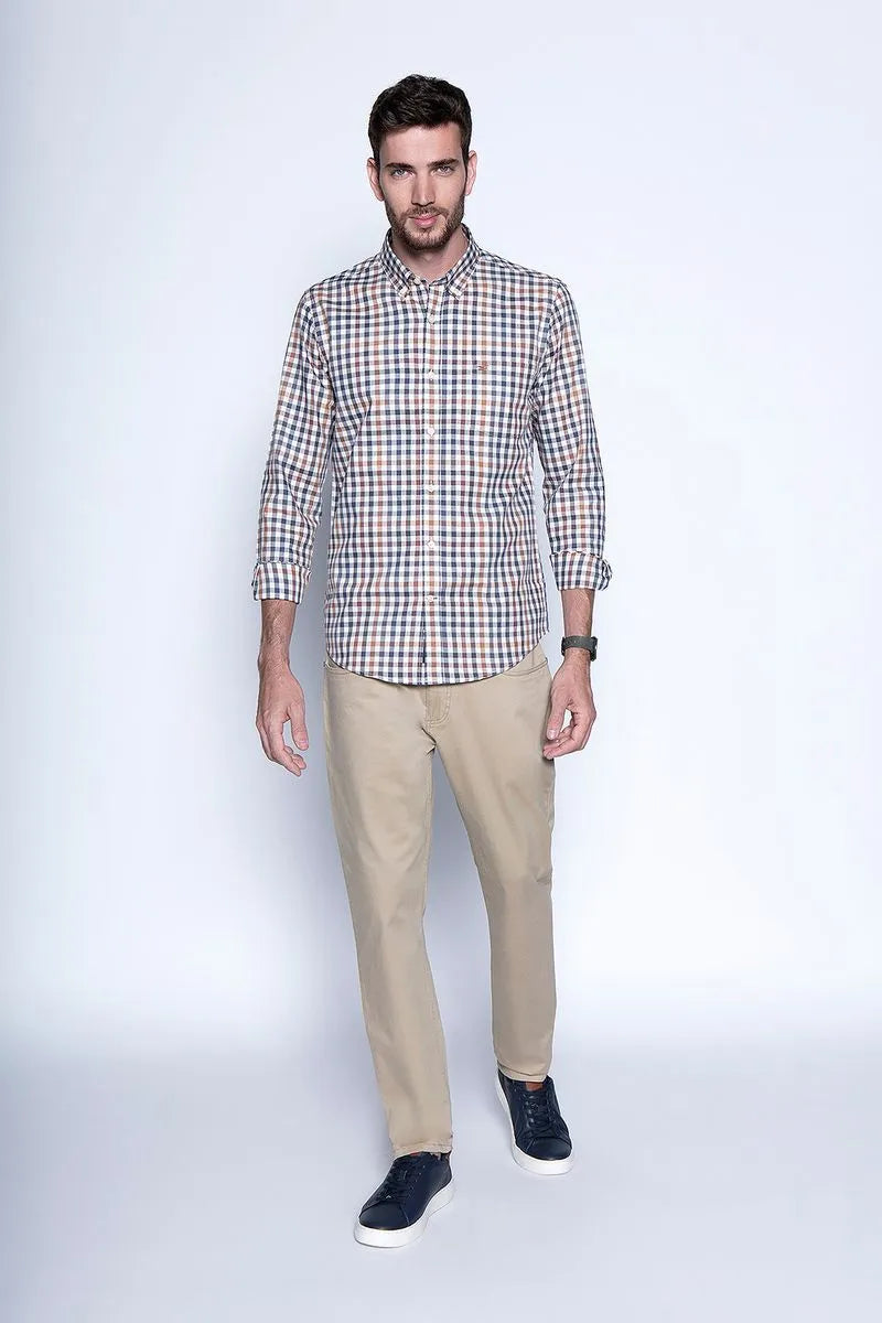 Camisa Hombre Check Virginia F Camel