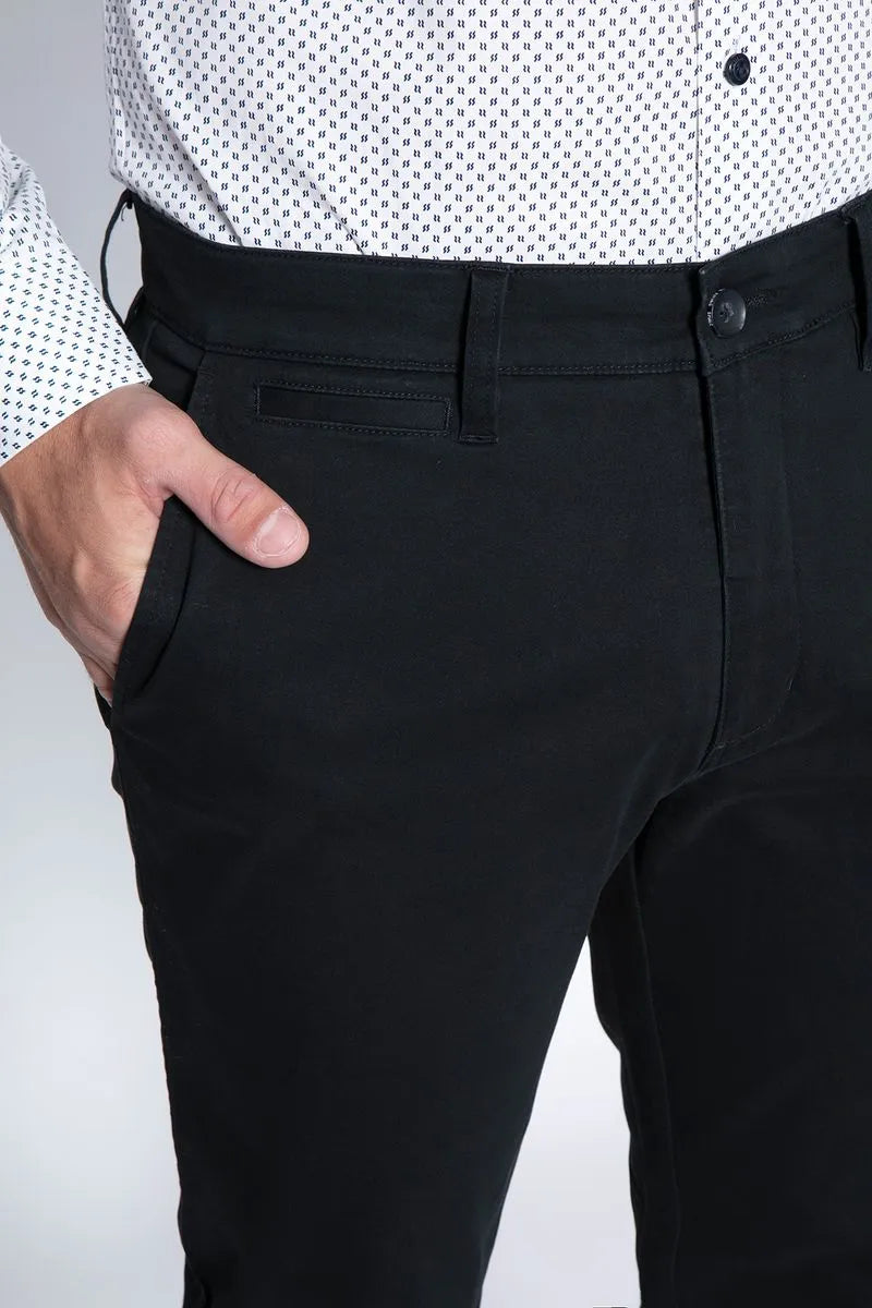 Pantalón Hombre Twill Black Slim Negro