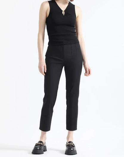 Pantalón Mujer Pitillo Tiro Medio, Negro