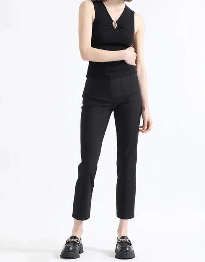 Pantalón Mujer Pitillo Tiro Medio, Negro