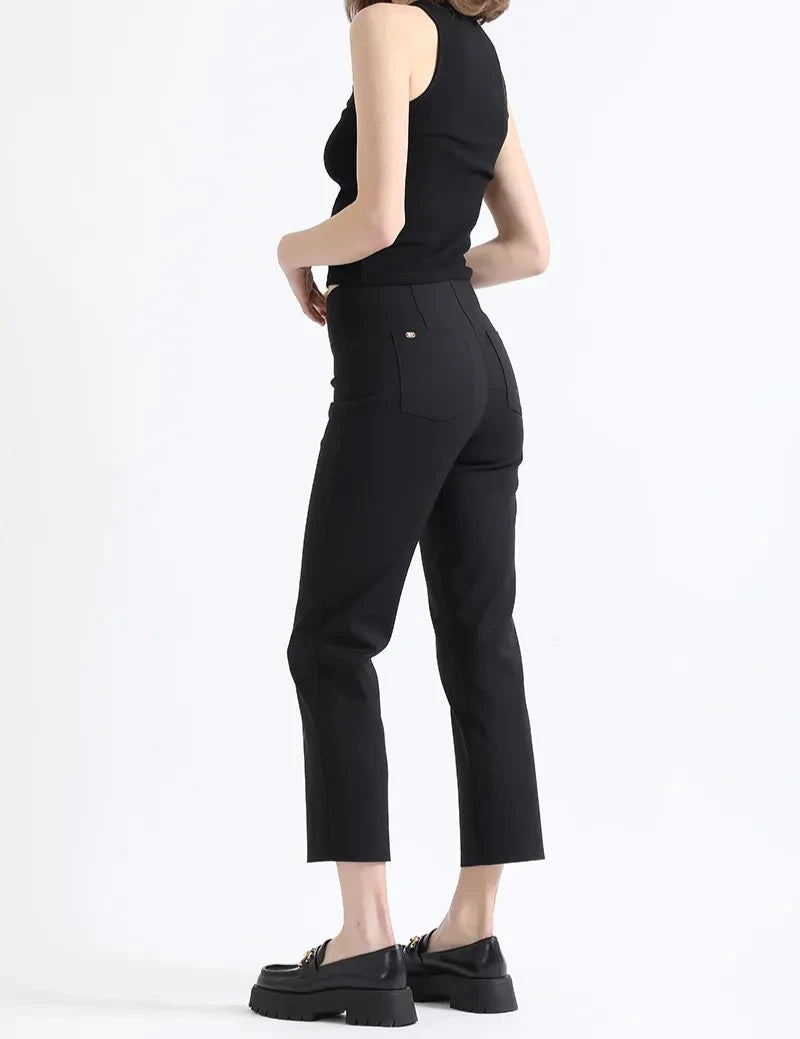 Pantalón Mujer Pitillo Tiro Medio, Negro