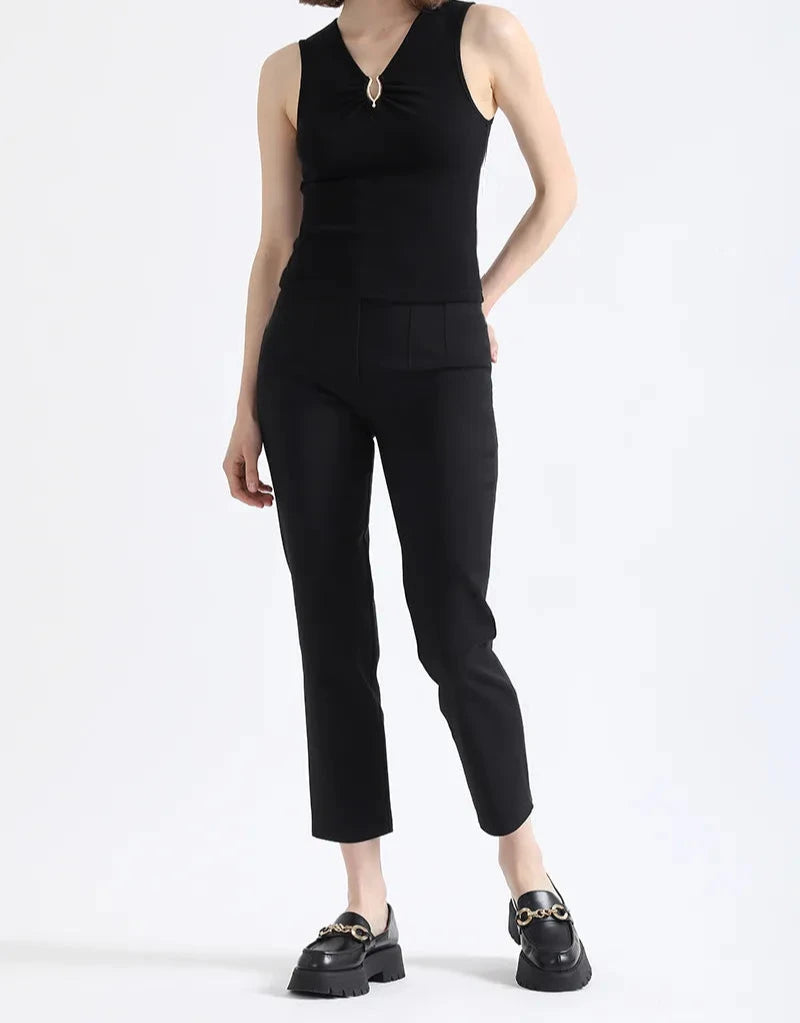 Pantalón Mujer Pitillo Tiro Medio, Negro