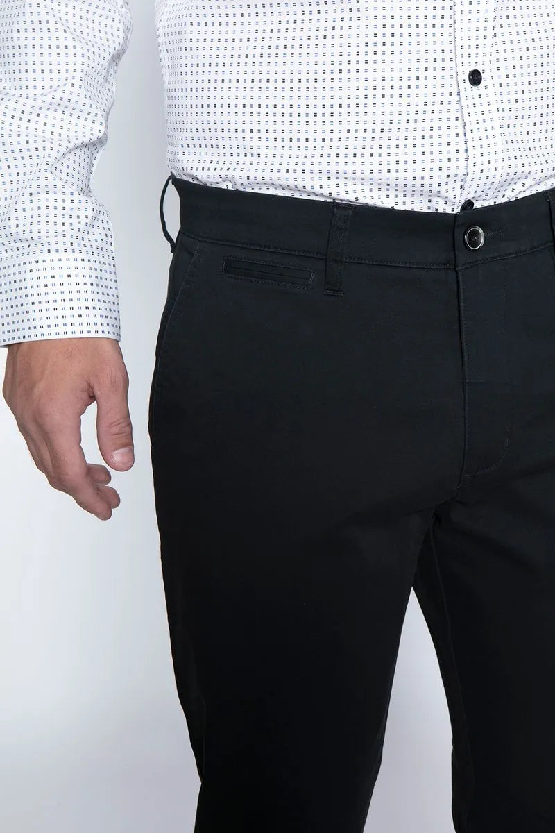 Pantalón Hombre Twill Black Without Pleats Negro