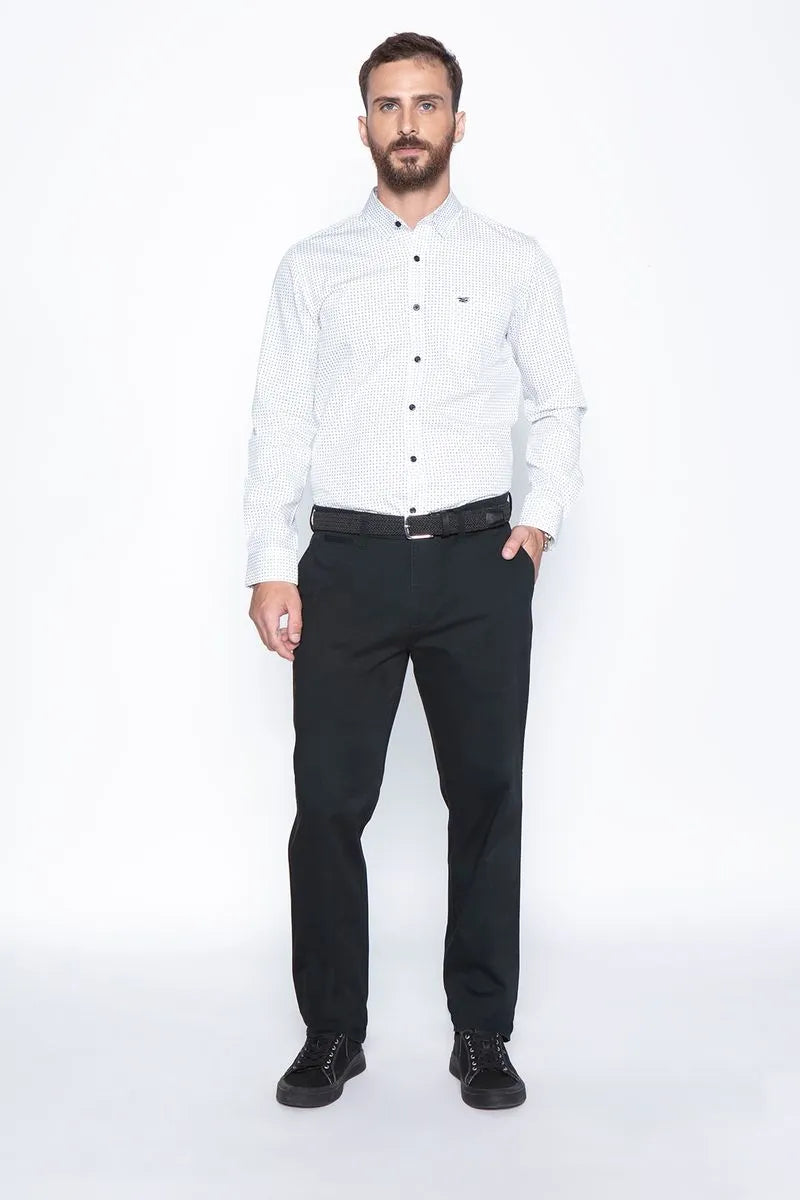 Pantalón Hombre Twill Black Without Pleats Negro