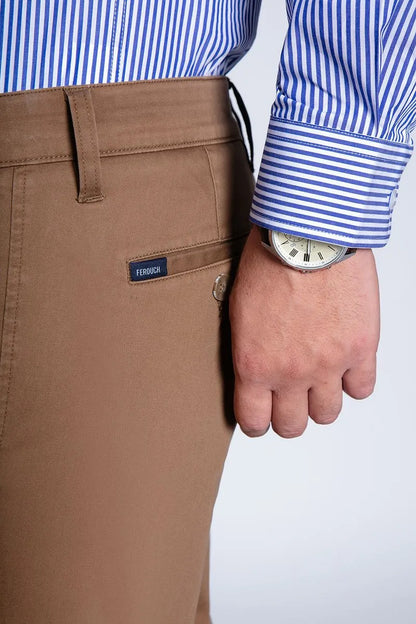 Pantalón Hombre Twill Slim Camel