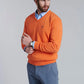 Sweater Hombre V Neck Melange F Orange