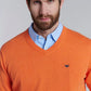 Sweater Hombre V Neck Melange F Orange