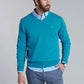 Sweater Hombre V Neck Solido Turquesa