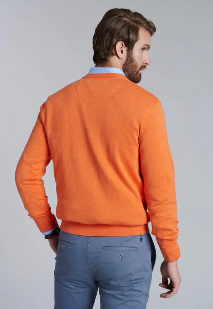 Sweater Hombre V Neck Melange F Orange