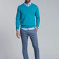 Sweater Hombre V Neck Solido Turquesa