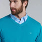 Sweater Hombre V Neck Solido Turquesa