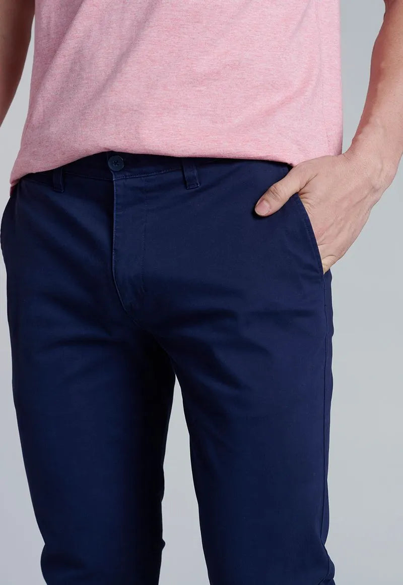 Pantalón Hombre Twill Slim Azul Oscuro