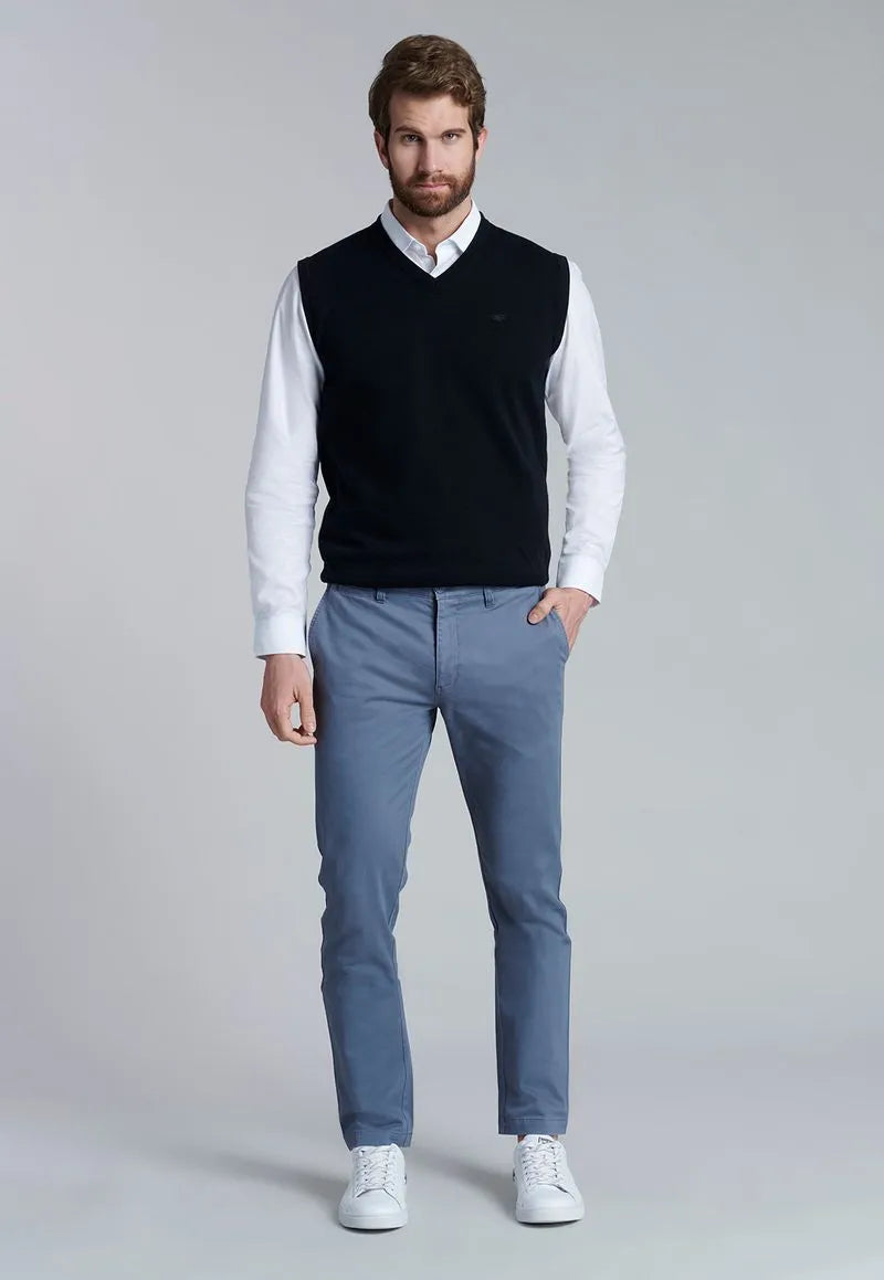 Pantalón Hombre Twill Black Slim Metálico