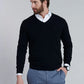 Sweater hombre V Neck Solido F Negro