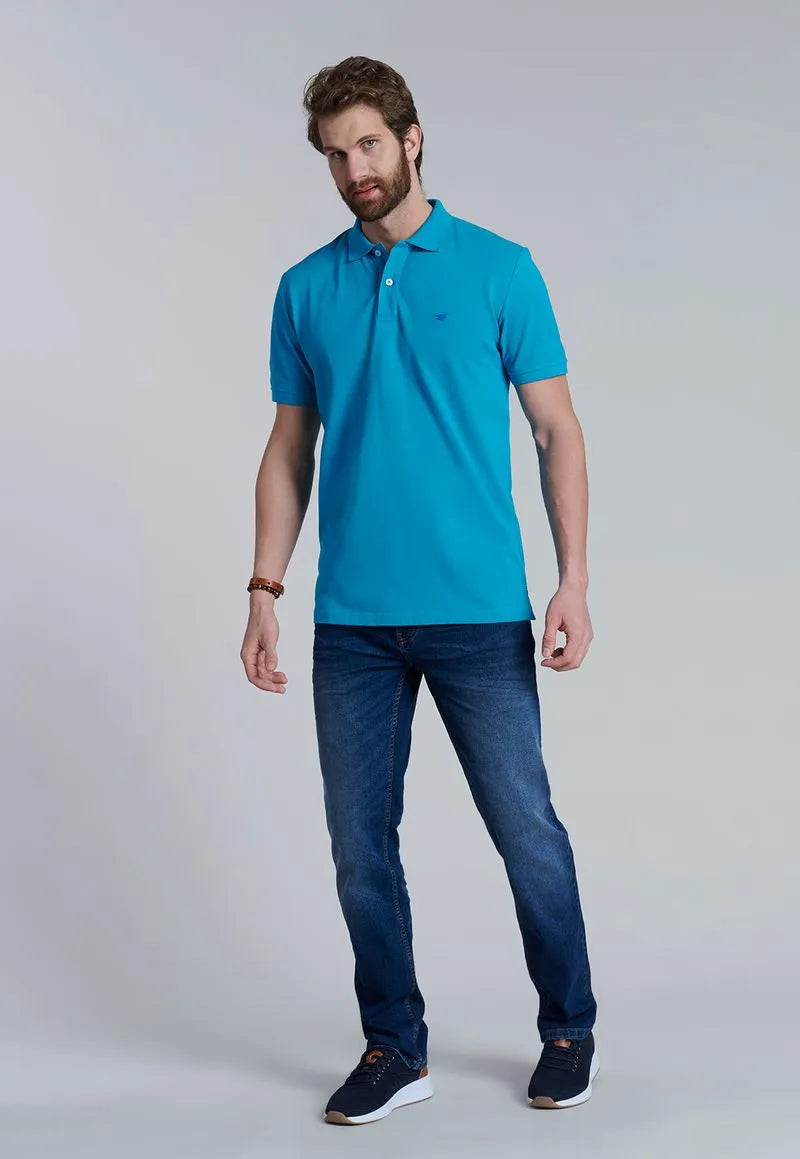 Polera Hombre Básica Pique Turquoise