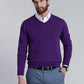 Sweater Hombre V Neck Solido F Dk Violet