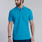 Polera Hombre Básica Pique Turquoise