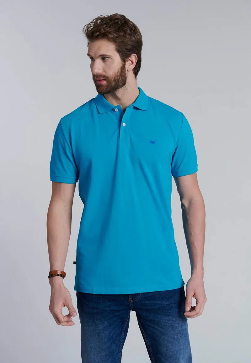 Polera Hombre Básica Pique Turquoise