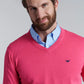 Sweater Hombre V Neck Solido Coral