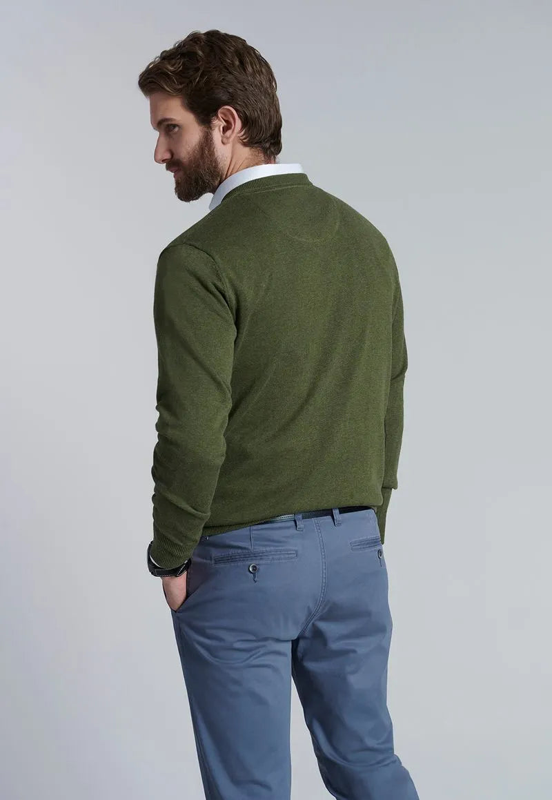 Sweater Hombre V Neck Melange F Military