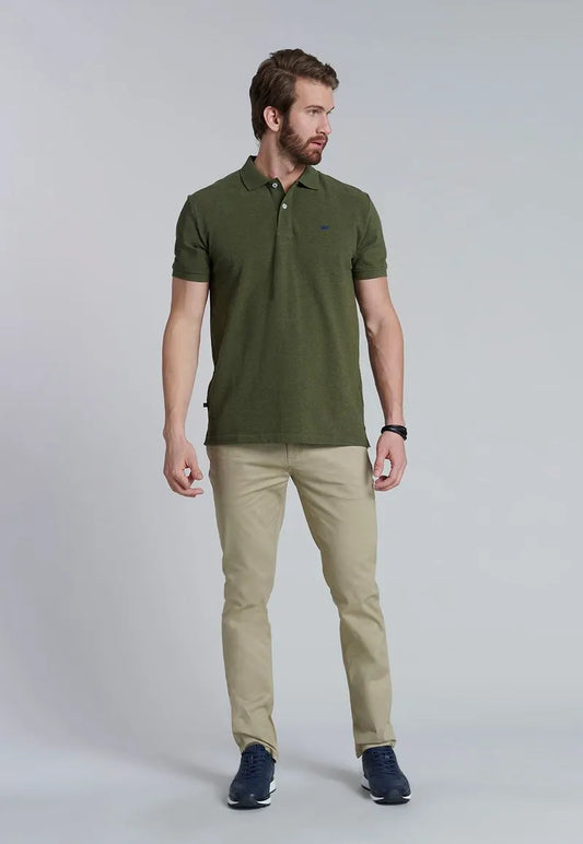 Polera Hombre Básica Pique Lt Military Melange