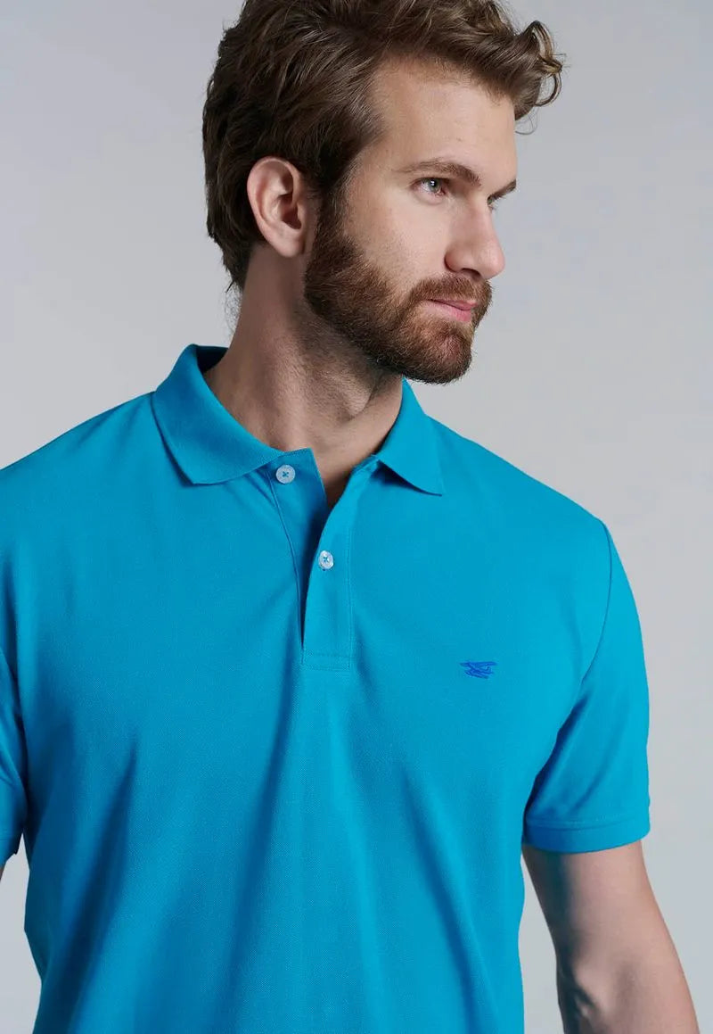 Polera Hombre Básica Pique Turquoise