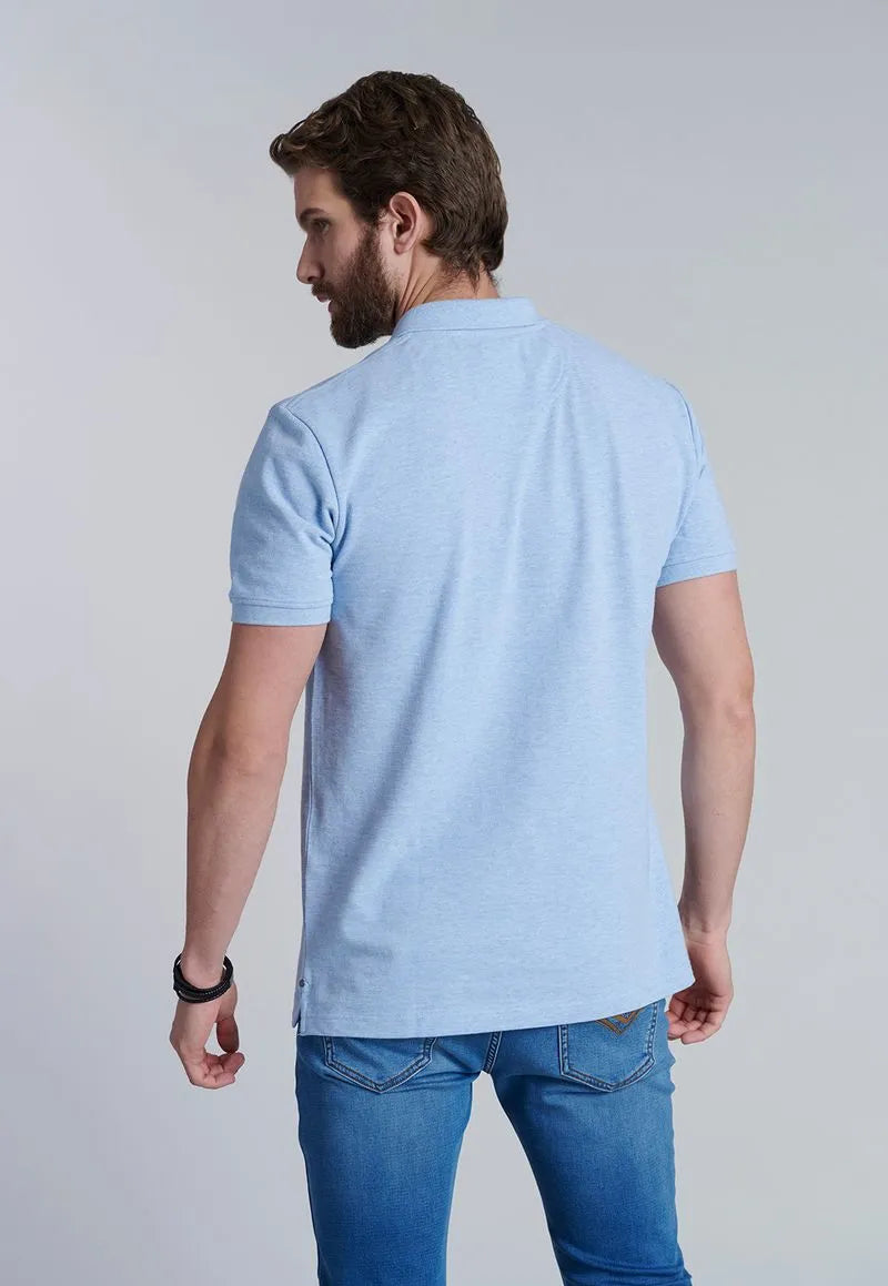 Polera Hombre Básica Pique Sky Melange