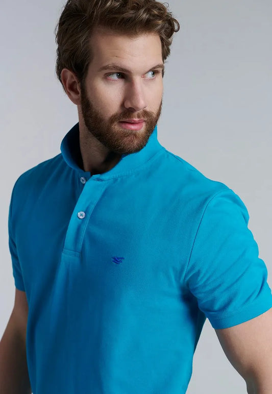 Polera Hombre Básica Pique Turquoise