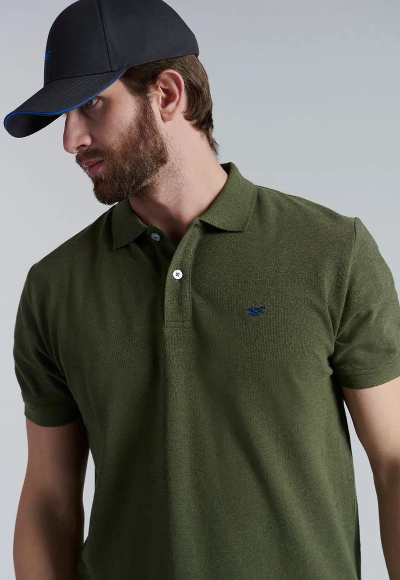 Polera Hombre Básica Pique Lt Military Melange