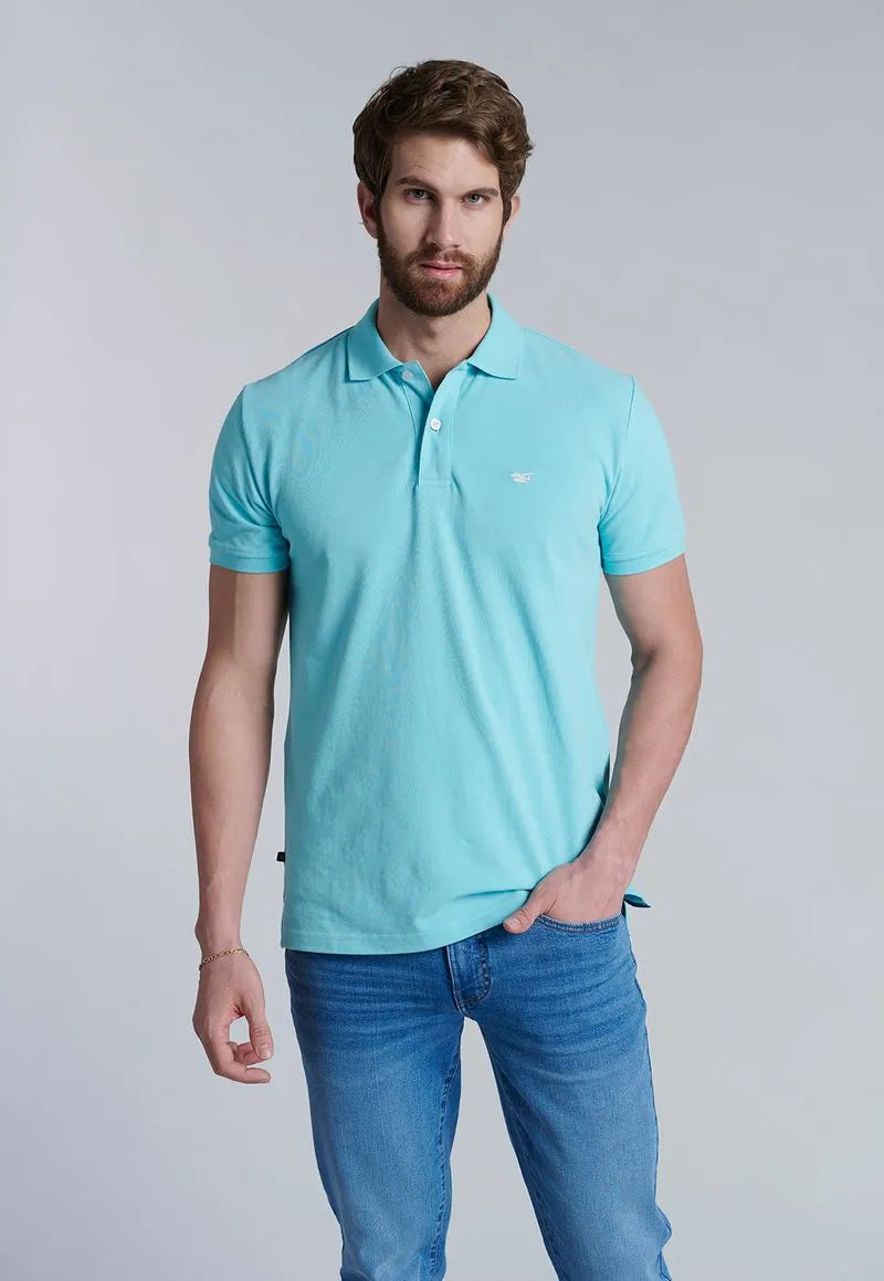 Polera Hombre Básica Pique Lt Turquoise