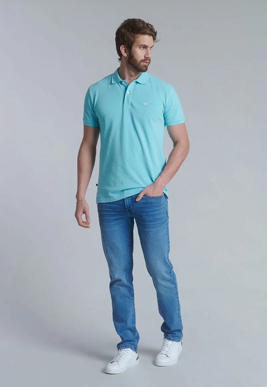 Polera Hombre Básica Pique Lt Turquoise