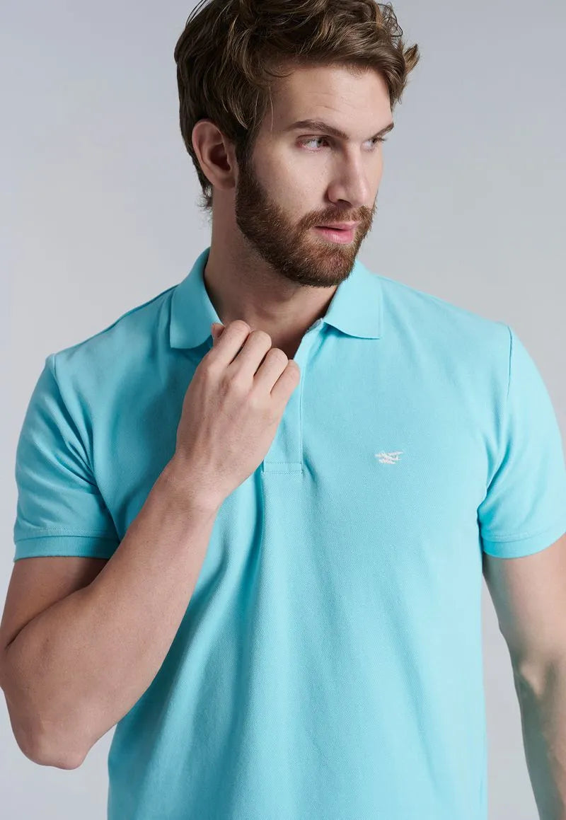 Polera Hombre Básica Pique Lt Turquoise