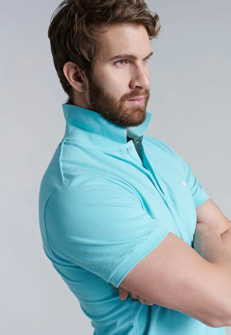 Polera Hombre Básica Pique Lt Turquoise