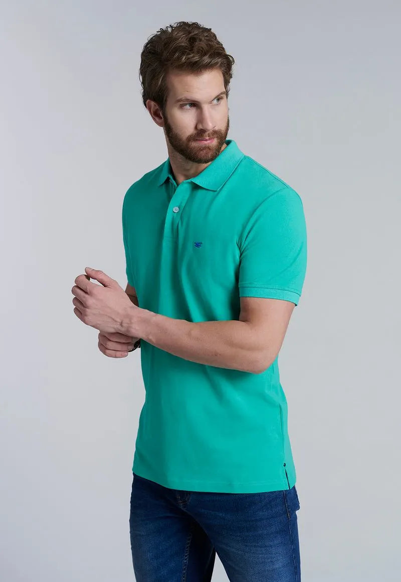 Polera Hombre Básica Pique Lt Green