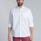 Camisa Hombre Garment Dyed Sport Fj Blanca