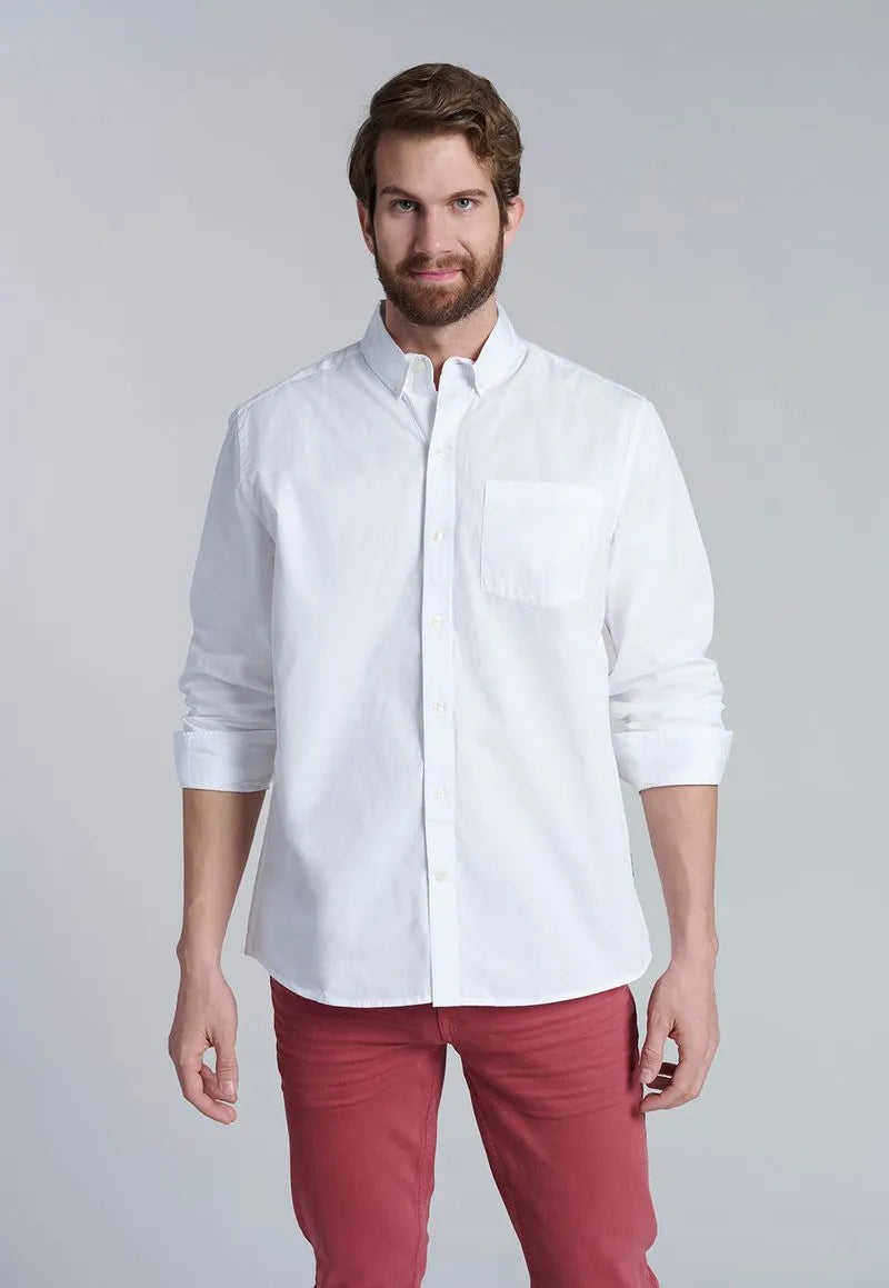 Camisa Hombre Garment Dyed Sport Fj Blanca