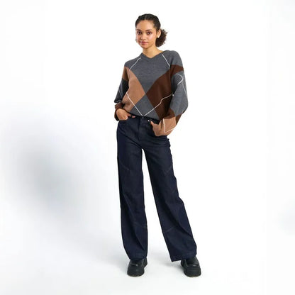 Jeans Mujer Wide Raw Azul