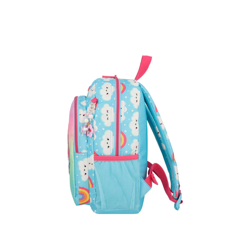 Mochila Escolar Niña Kinder Arcoíris Celeste